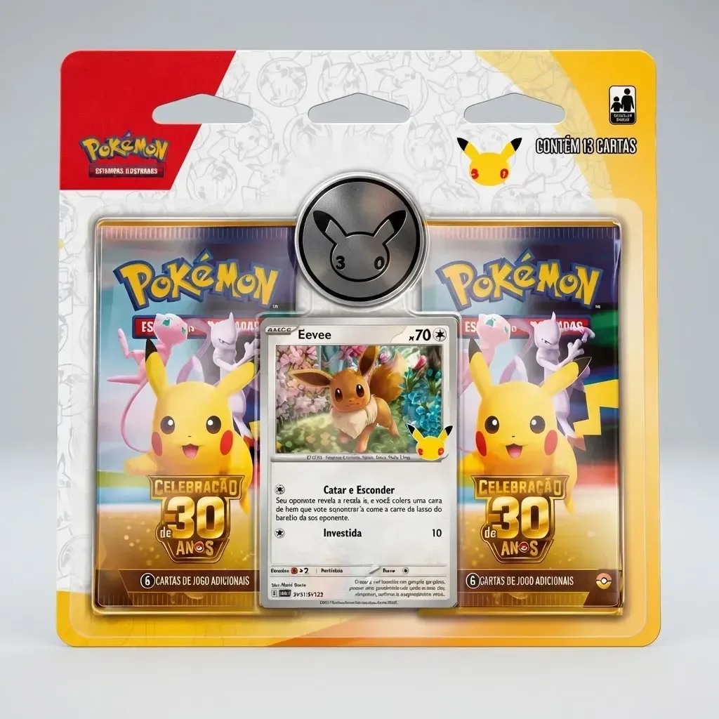 Blister Duplo Eevee com moeda  - Celebrações 30 Anos